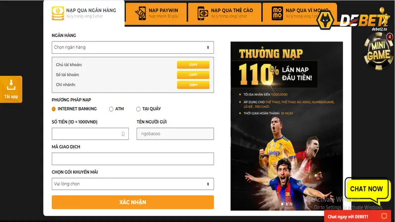 nap tien debet 4 Tại sao bạn cần nắm rõ cách nạp tiền DEBET?