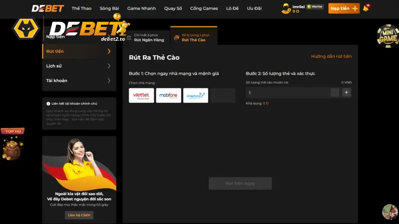 rut tien debet 2 Hướng dẫn đổi thưởng qua thẻ cào điện thoại dễ dàng